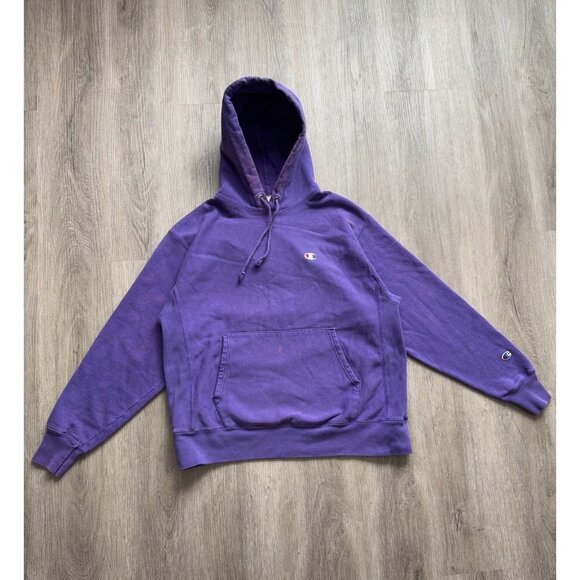 Rare Vintage Y2K Champion Reverse Weave Purple Hoodie Streetwear Sports Faded - Picture 1 of 14